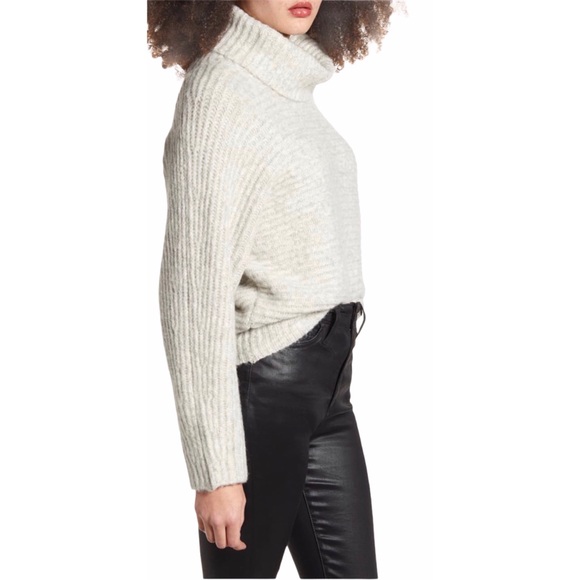 Leith Sweaters - Leith Grey Dolman Turtleneck Alpaca Blend Sweater